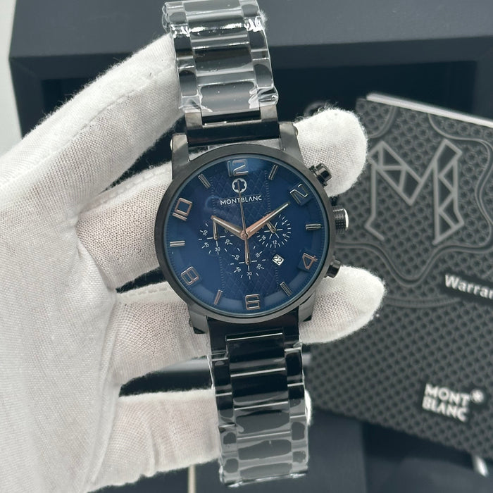 Montblanc Urban Spirit Chronograph – Midnight Blue Dial & Black Steel Bracelet