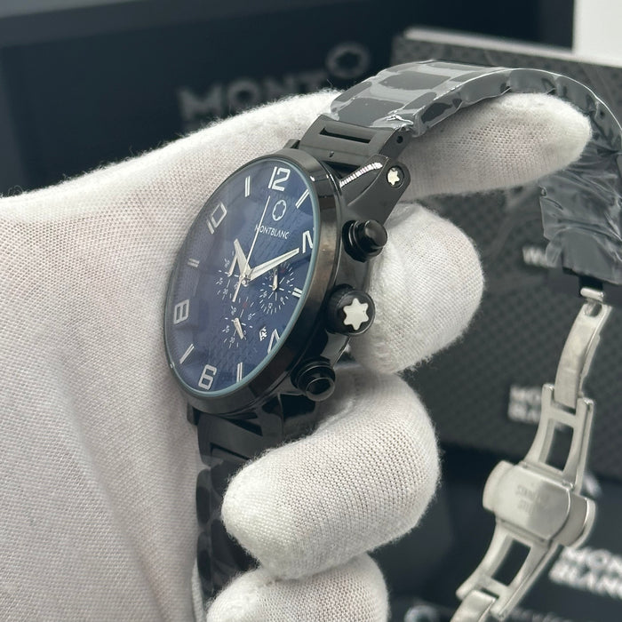 Montblanc Urban Spirit Chronograph – Midnight Blue Dial & Black Steel Bracelet