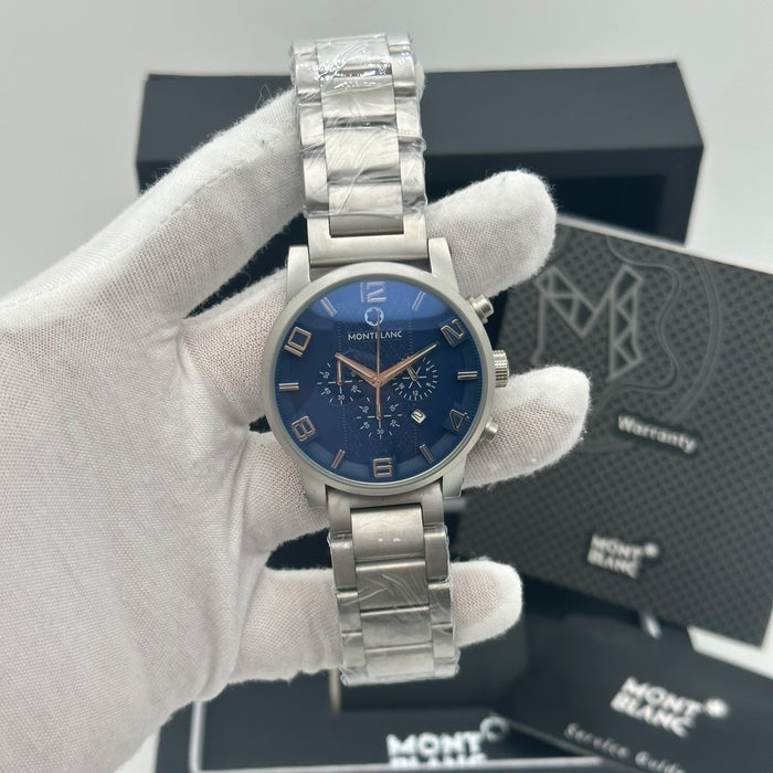 Montblanc Heritage Chronograph – Silver Steel with Blue Dial