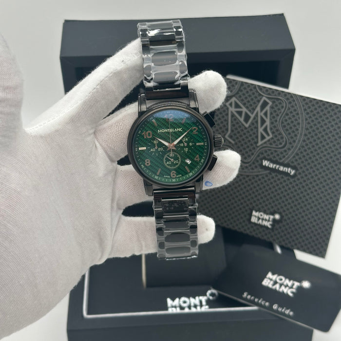Montblanc Heritage Chronograph – Emerald Green Dial with Black Steel Bracelet