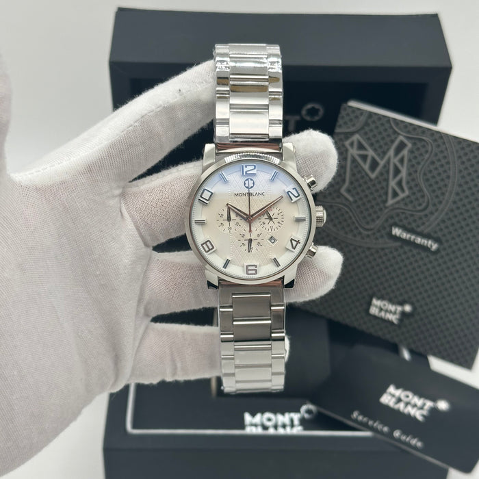 Montblanc Star Chronograph – Silver Dial with Polished Steel Bracelet