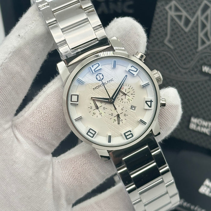 Montblanc Star Chronograph – Silver Dial with Polished Steel Bracelet