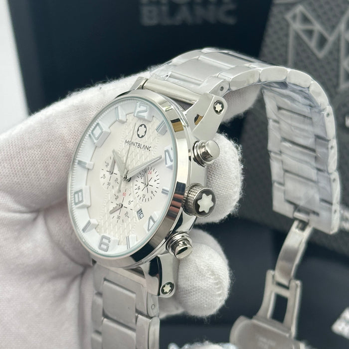 Montblanc Star Chronograph – Silver Dial with Polished Steel Bracelet