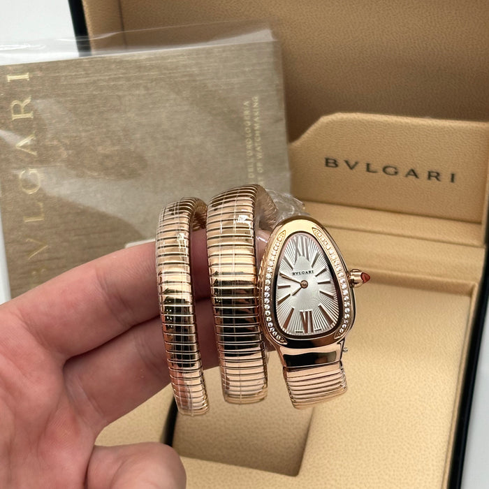 Bvlgari Serpenti Watch 35mm Rose Gold White Dial