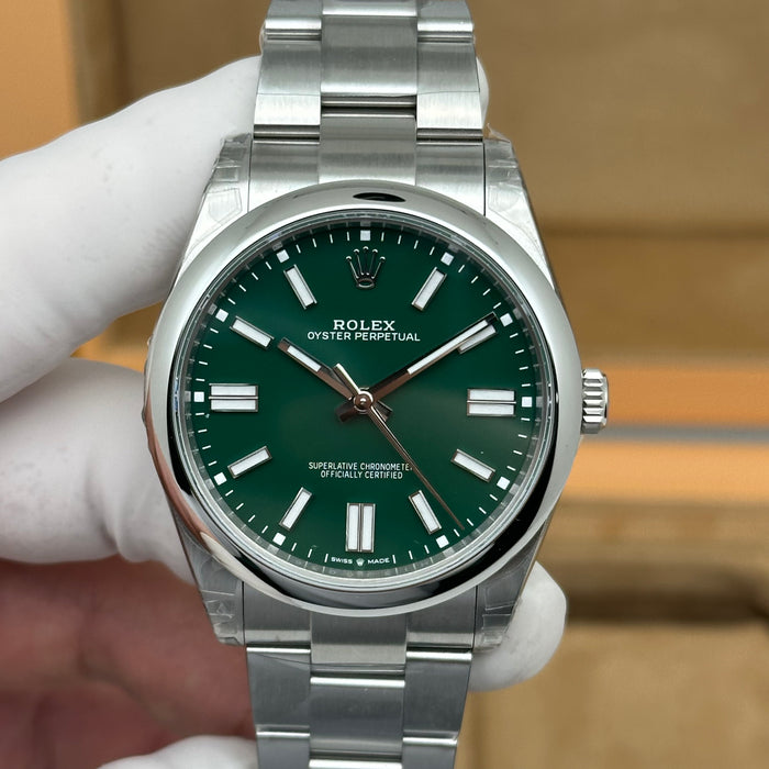 Rolex Oyster Perpetual Green Dial 41mm – Swiss Super Clone 1:1