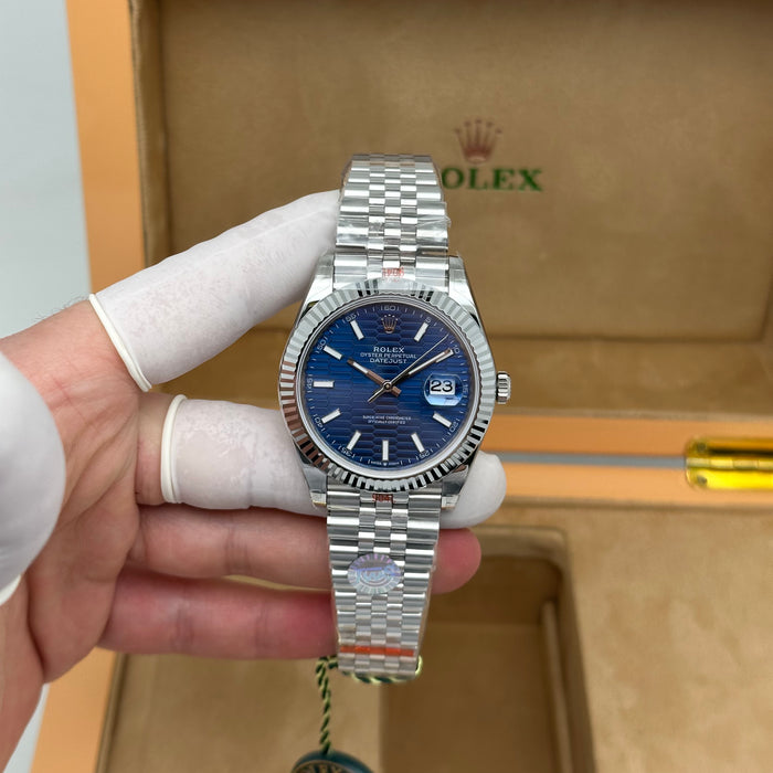 Rolex Datejust 41 Blue Motif Dial Fluted Bezel Jubilee – Swiss Super Clone 1:1