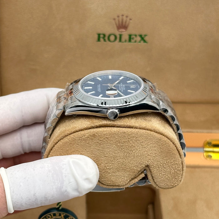 Rolex Datejust 41 Blue Motif Dial Fluted Bezel Jubilee – Swiss Super Clone 1:1