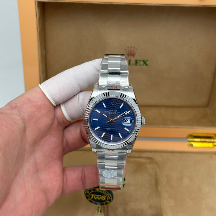 Rolex Datejust 41 Blue Motif Dial Fluted Bezel Oyster – Swiss Super Clone 1:1