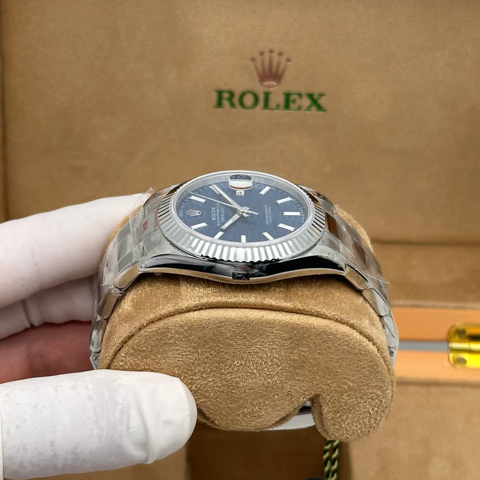 Rolex Datejust 41 Blue Motif Dial Fluted Bezel Oyster – Swiss Super Clone 1:1