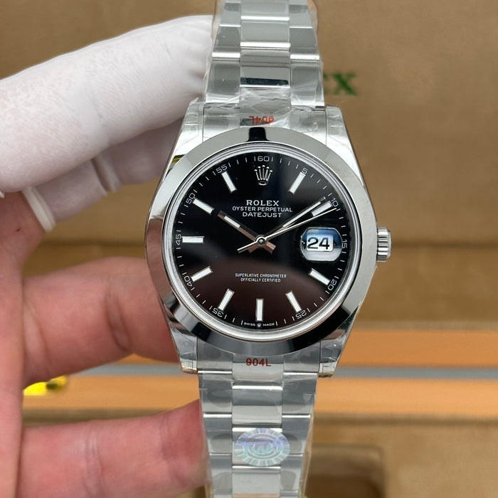 Rolex Datejust 41MM Black Dial Smooth Bezel Oyster – Swiss Super Clone 1:1