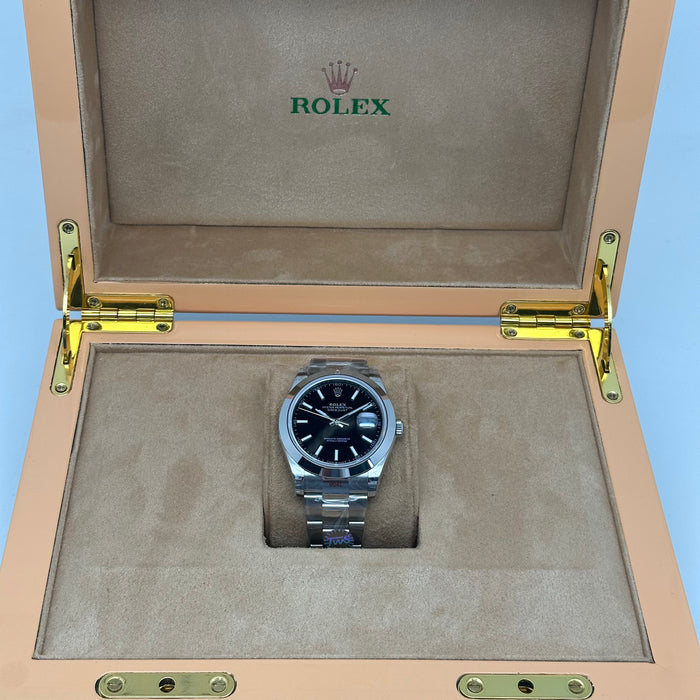 Rolex Datejust 41MM Black Dial Smooth Bezel Oyster – Swiss Super Clone 1:1