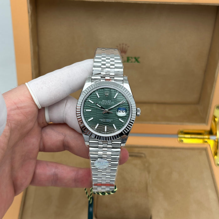 Rolex Datejust 41 Green Motif Dial Fluted – Jubilee – Swiss Super Clone 1:1