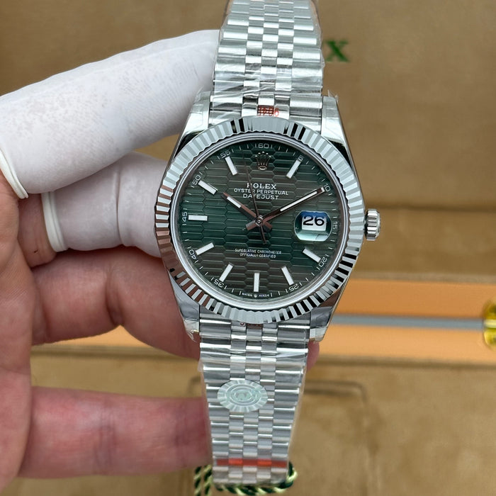 Rolex Datejust 41 Green Motif Dial Fluted – Jubilee – Swiss Super Clone 1:1