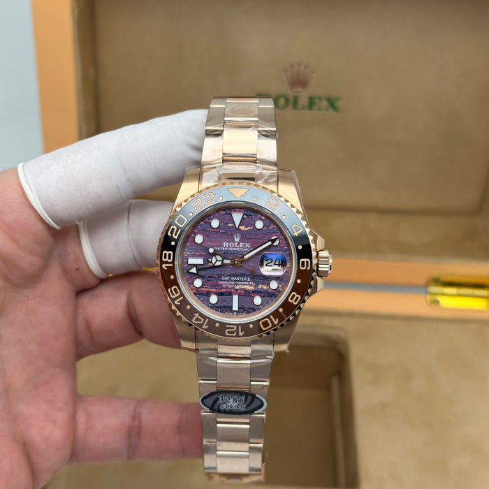 Rolex GMT-Master II Oyster 40MM Everose Gold, Tiger Iron - 3285 Clean