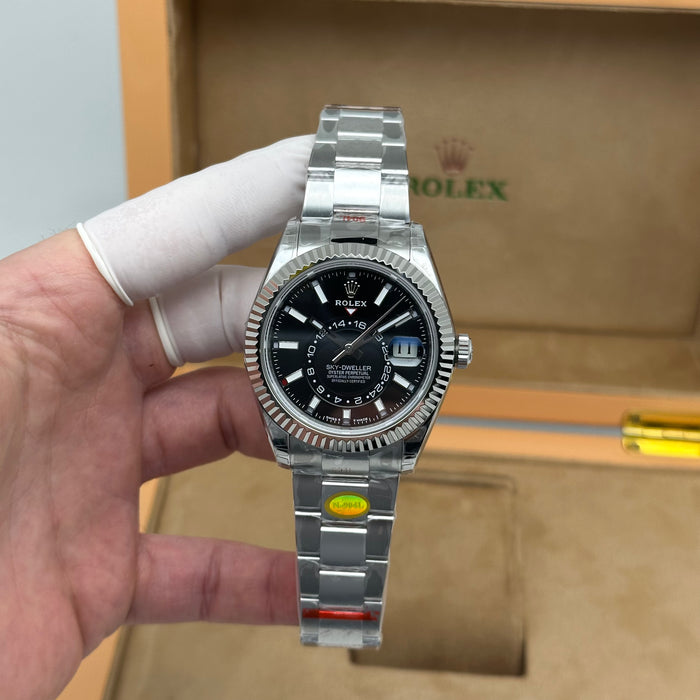 Rolex Sky-Dweller Oyster Perpetual – Black Dial – Fluted Bezel - Swiss Super Clone