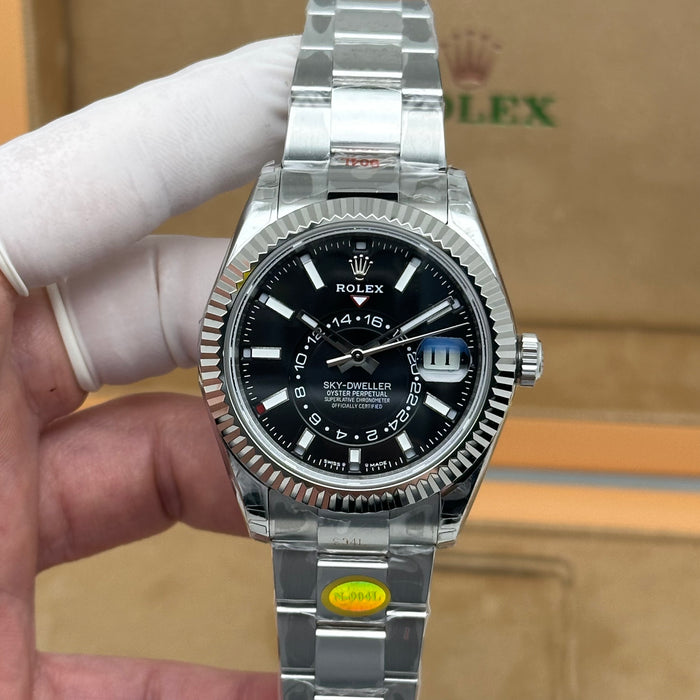 Rolex Sky-Dweller Oyster Perpetual – Black Dial – Fluted Bezel - Swiss Super Clone