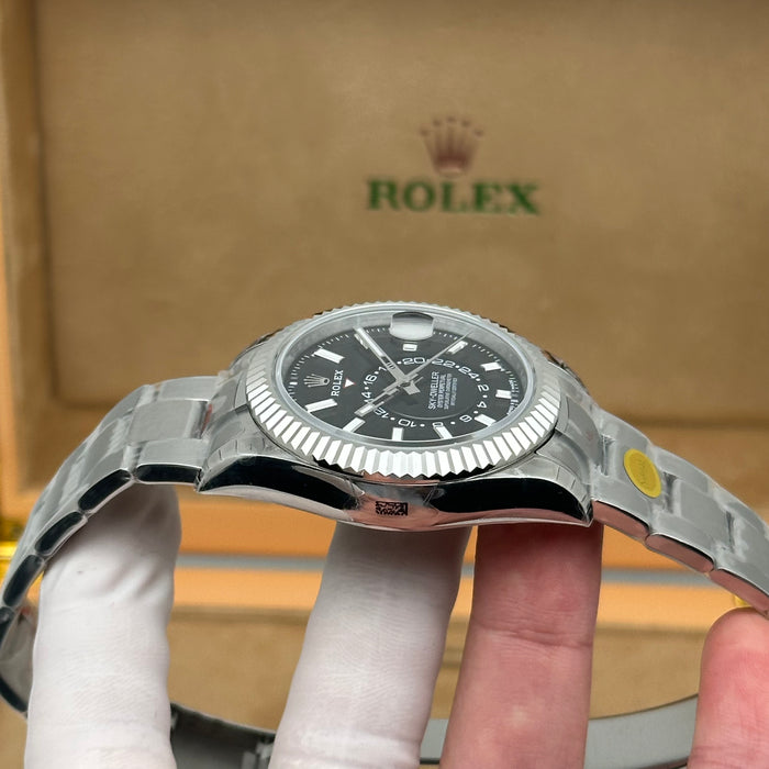 Rolex Sky-Dweller Oyster Perpetual – Black Dial – Fluted Bezel - Swiss Super Clone