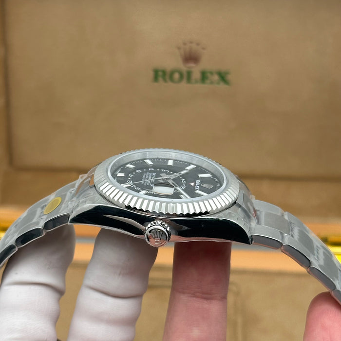 Rolex Sky-Dweller Oyster Perpetual – Black Dial – Fluted Bezel - Swiss Super Clone