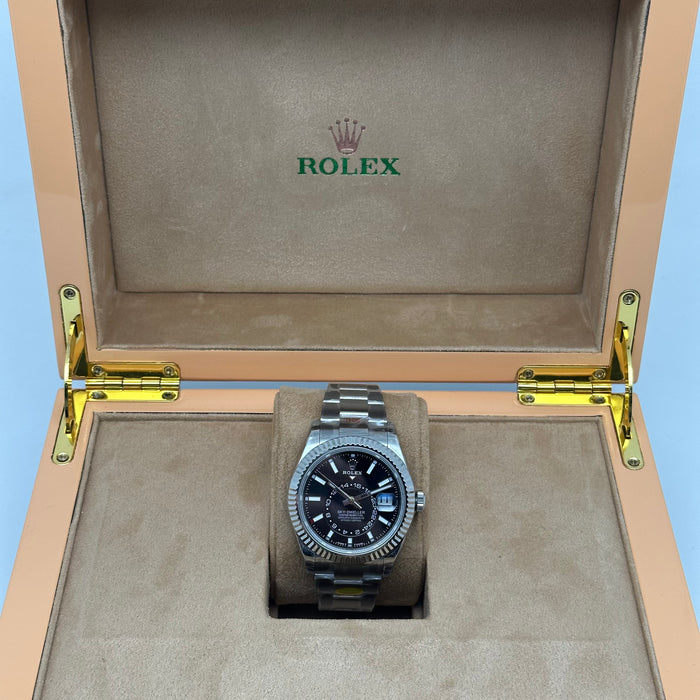 Rolex Sky-Dweller Oyster Perpetual – Black Dial – Fluted Bezel - Swiss Super Clone