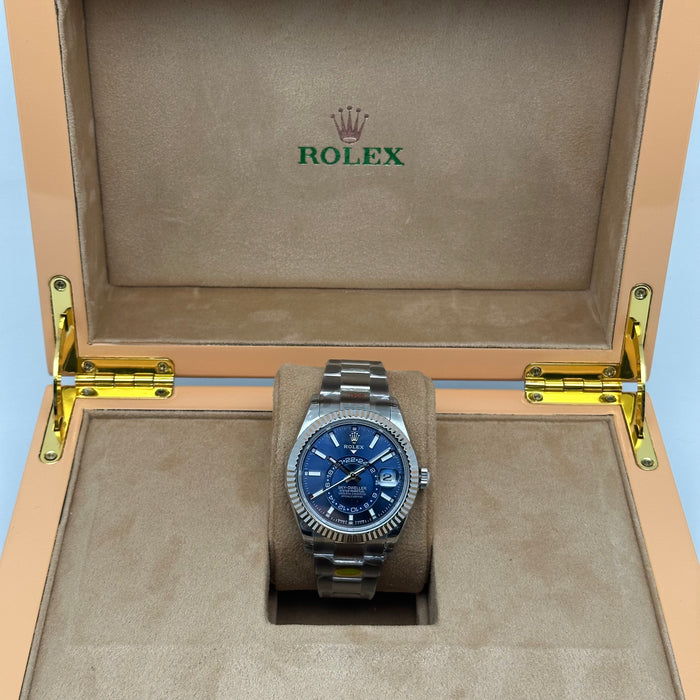 Rolex Sky-Dweller Oyster Perpetual – Blue Dial – Fluted Bezel – Swiss Super Clone