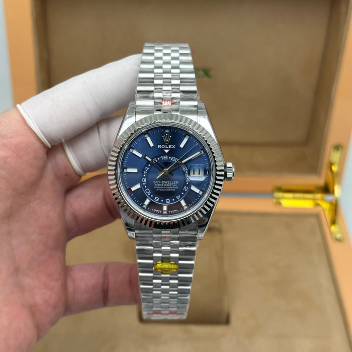 Rolex Sky-Dweller Oyster Perpetual Jubilee – Blue Dial – Fluted Bezel – Swiss Super Clone