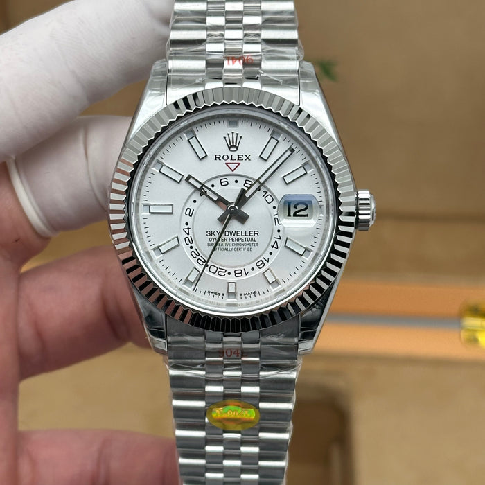 Rolex Sky-Dweller Oyster Perpetual – White Dial – Fluted Bezel – Jubilee Bracelet