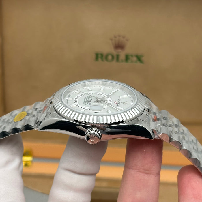 Rolex Sky-Dweller Oyster Perpetual – White Dial – Fluted Bezel – Jubilee Bracelet