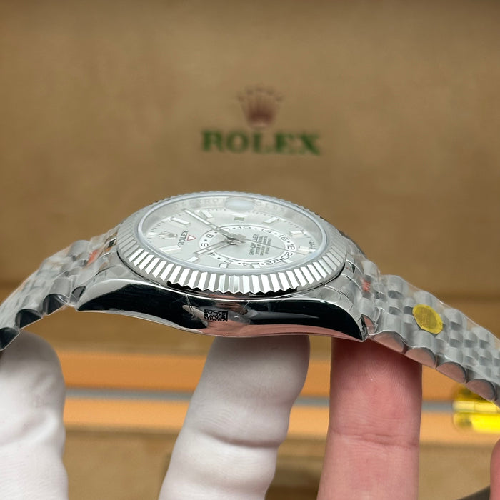 Rolex Sky-Dweller Oyster Perpetual – White Dial – Fluted Bezel – Jubilee Bracelet