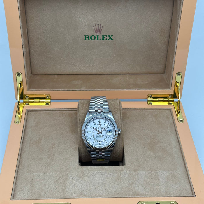 Rolex Sky-Dweller Oyster Perpetual – White Dial – Fluted Bezel – Jubilee Bracelet