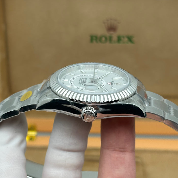 Rolex Sky-Dweller Oyster Perpetual 42MM – White Dial – Fluted Bezel – Oyster - Swiss Super Clone