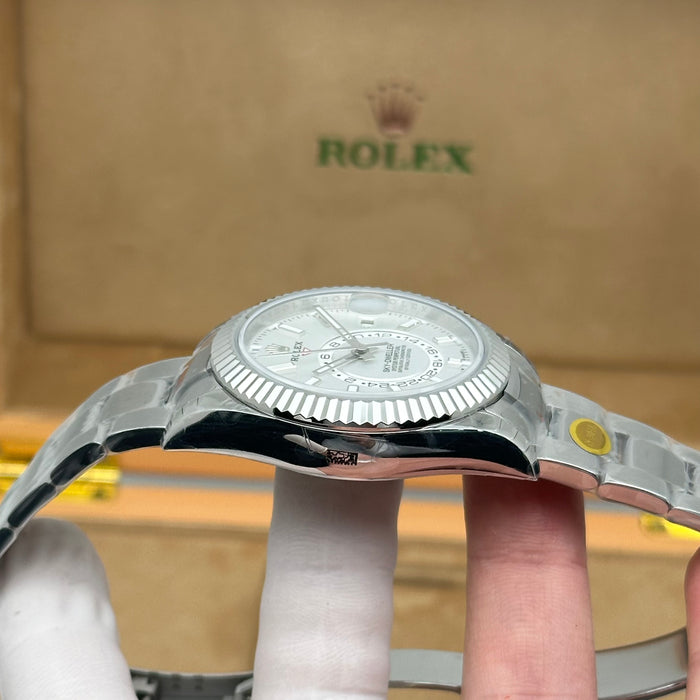 Rolex Sky-Dweller Oyster Perpetual 42MM – White Dial – Fluted Bezel – Oyster - Swiss Super Clone