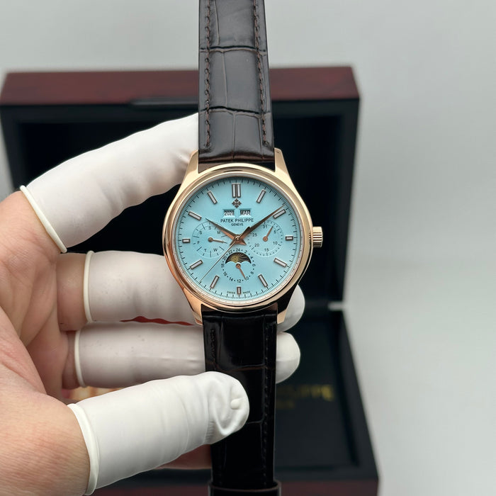 Patek Philippe Annual Calendar Moonphase – Rose Gold – Ice Blue Dial – Leather Strap