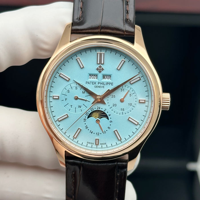 Patek Philippe Annual Calendar Moonphase – Rose Gold – Ice Blue Dial – Leather Strap