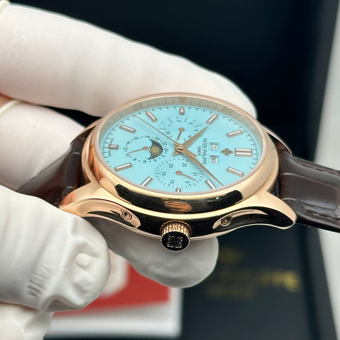 Patek Philippe Annual Calendar Moonphase – Rose Gold – Ice Blue Dial – Leather Strap