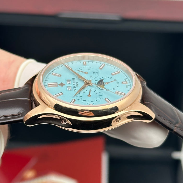 Patek Philippe Annual Calendar Moonphase – Rose Gold – Ice Blue Dial – Leather Strap