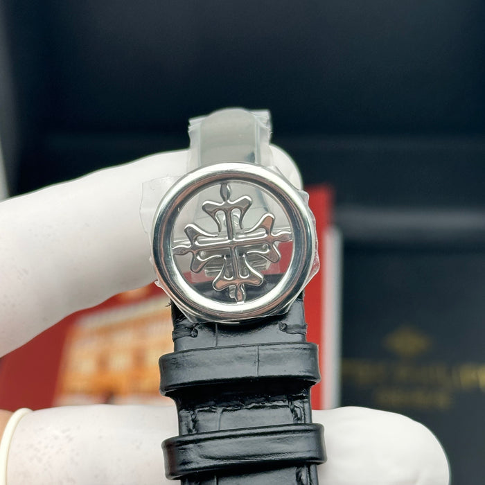Patek Philippe Annual Calendar Moonphase – Stainless Steel – Ivory Dial – Black Leather Strap