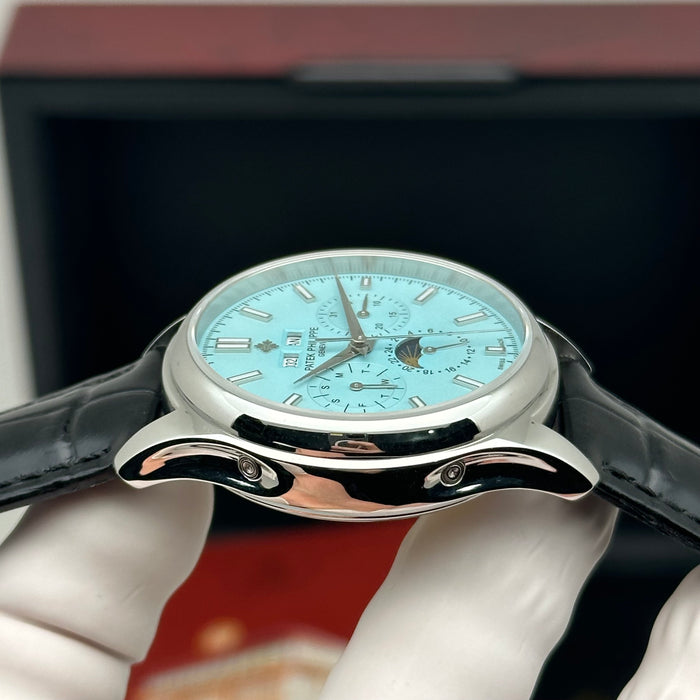 Patek Philippe Annual Calendar Moonphase – Ice Blue Dial  – Black Leather Strap