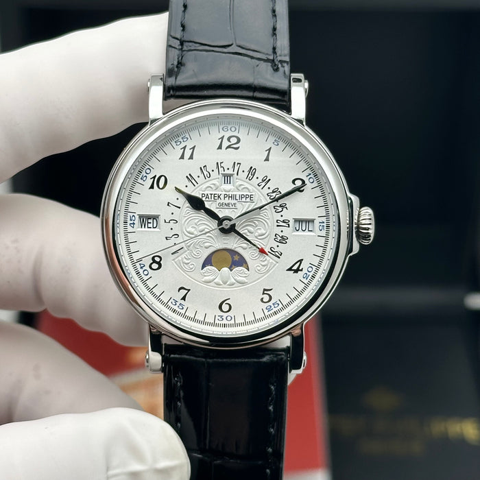 Patek Philippe Grand – Perpetual Calendar Moonphase – Officer Case – White Dial