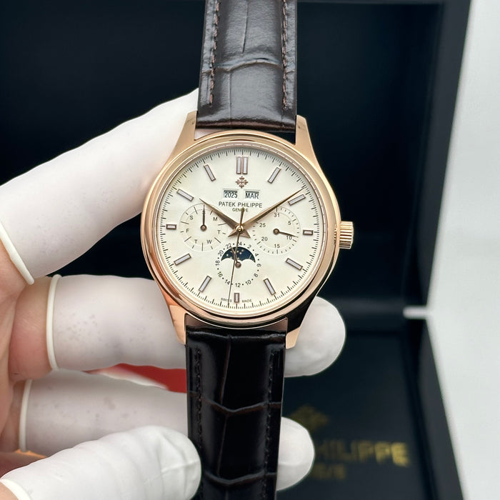Patek Philippe Annual Calendar Moonphase – Ice Blue Dial – Black Leather Strap