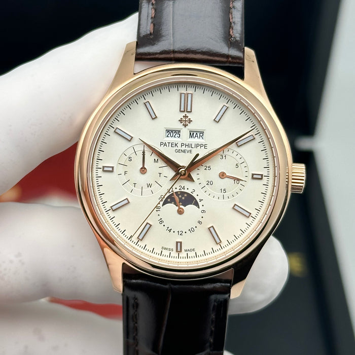 Patek Philippe Annual Calendar Moonphase – Ice Blue Dial – Black Leather Strap