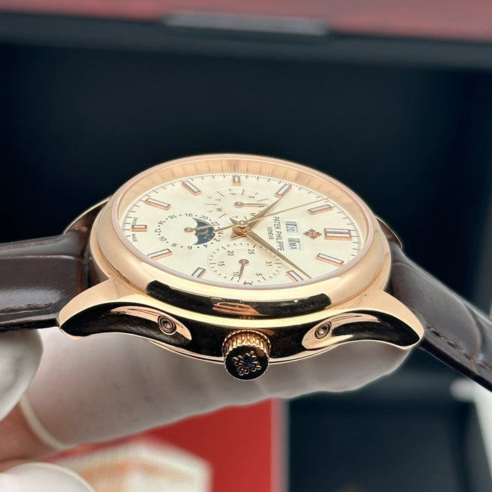 Patek Philippe Annual Calendar Moonphase – Ice Blue Dial – Black Leather Strap