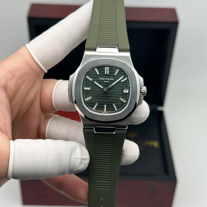 Patek Philippe Nautilus Style – Green Dial – Rubber Strap - Swiss Clone