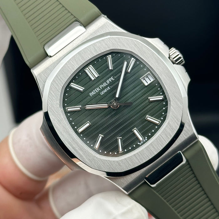 Patek Philippe Nautilus Style – Green Dial – Rubber Strap - Swiss Clone