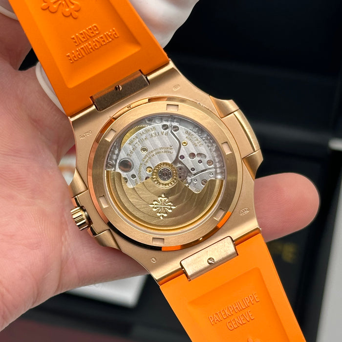 Patek Philippe Nautilus Style – Rose Gold – Brown Dial – Orange Rubber Strap - Swiss Clone