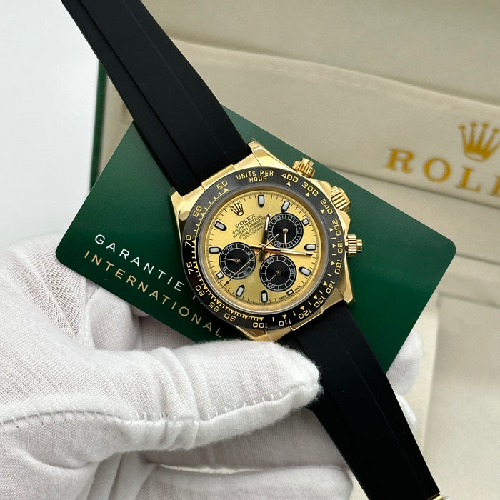 Rolex Daytona Leather  Watch Band Rubber Gold Dial 40mm