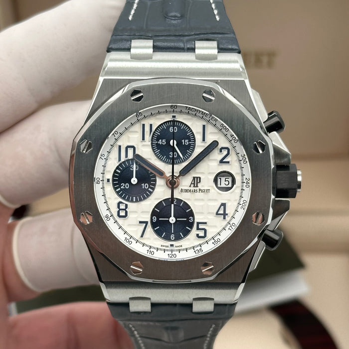 Audemars Piguet Royal Oak Offshore Chronograph – White Dial – Blue Leather Strap – Swiss Super Clone 1:1