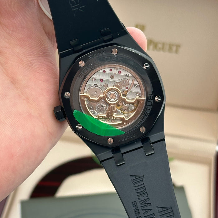 Royal Oak Perpetual Calendar Skeleton 41MM – Black Ceramic – Rubber Strap | Swiss Super Clone 1:1
