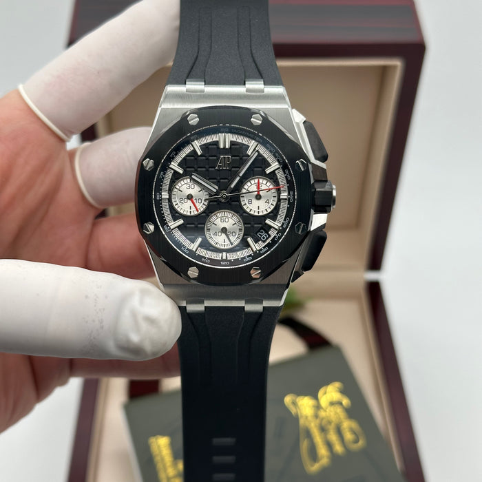 Royal Oak Offshore Chronograph Black Dial 44MM – Steel & Black Bezel | Swiss Super Clone 1:1
