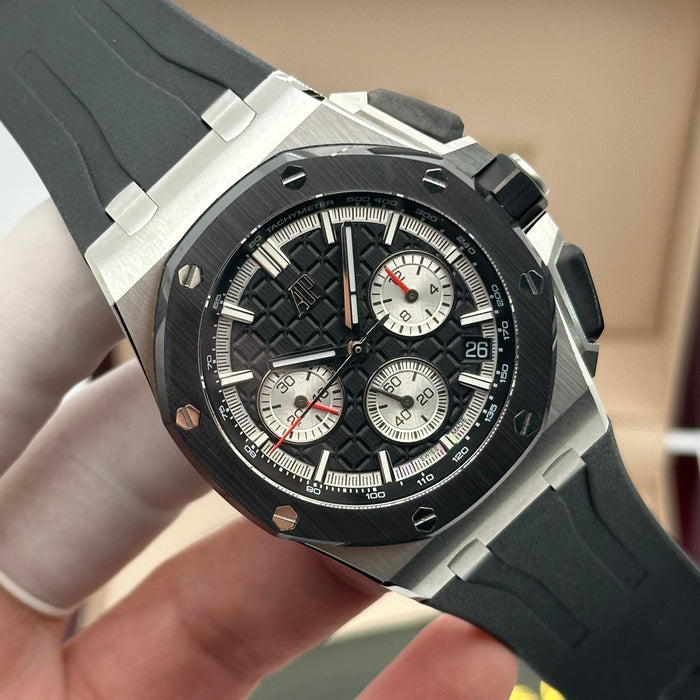 Royal Oak Offshore Chronograph Black Dial 44MM – Steel & Black Bezel | Swiss Super Clone 1:1