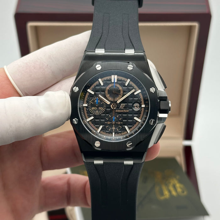 Royal Oak Offshore Chronograph Black Dial Rose Gold Accents 44MM – Black Bezel | Swiss Super Clone 1:1